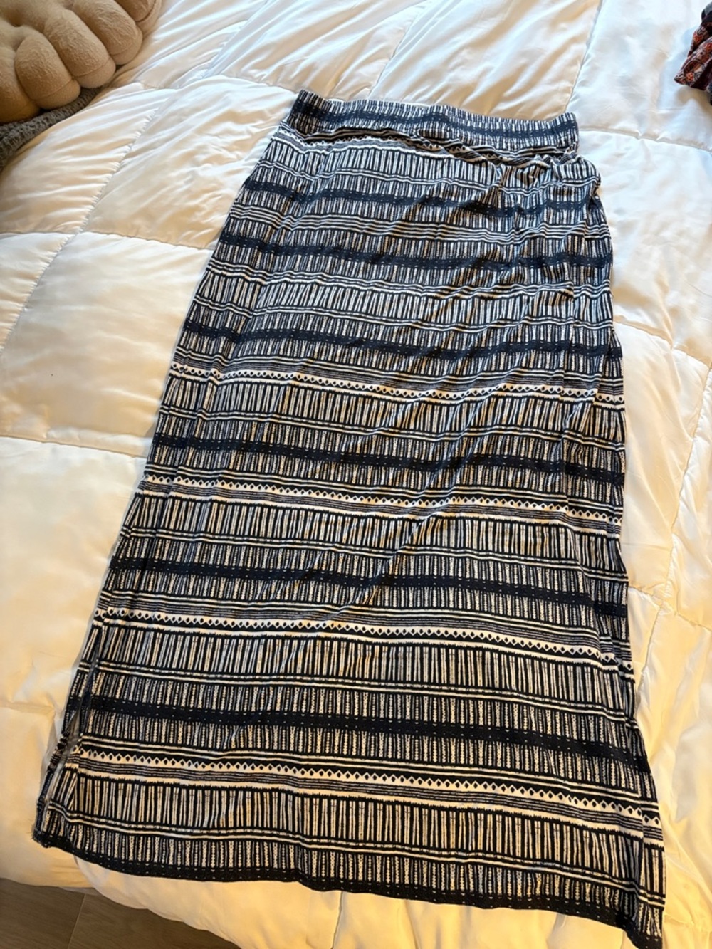 LOFT Black and White Striped Pattern Maxi Skirt